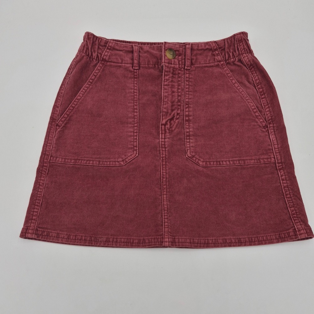 American Eagle Burgundy Corduroy Mini Skirt Super Stretch Size 00 Burgundy